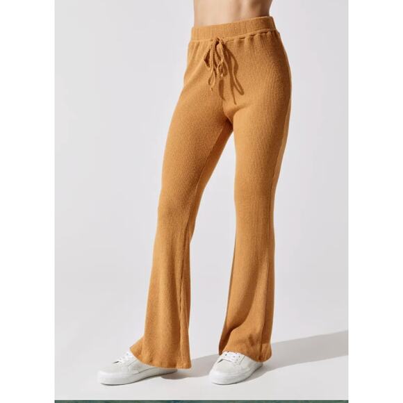 (XL) NWT $128 Carbon38 Brushed Ribbed Flare Pant in Brown Sugar - Picture 1 of 4